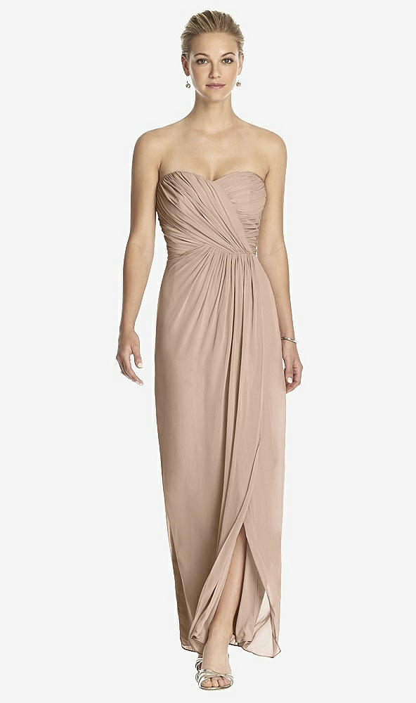 Front View - Topaz Strapless Draped Chiffon Maxi Dress - Lila