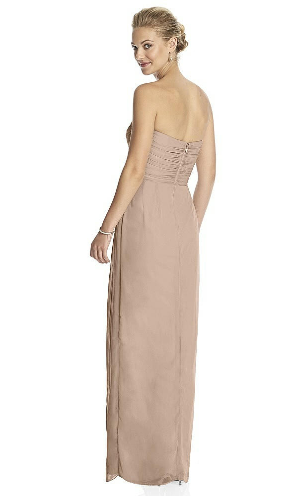 Back View - Topaz Strapless Draped Chiffon Maxi Dress - Lila