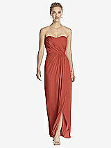 Front View Thumbnail - Amber Sunset Strapless Draped Chiffon Maxi Dress - Lila