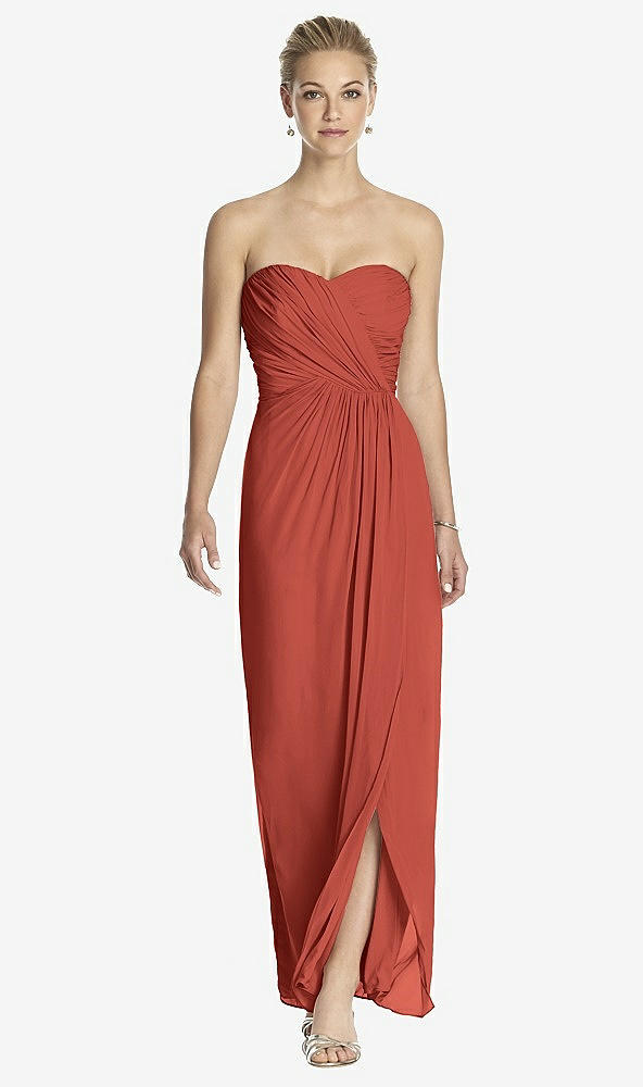 Front View - Amber Sunset Strapless Draped Chiffon Maxi Dress - Lila