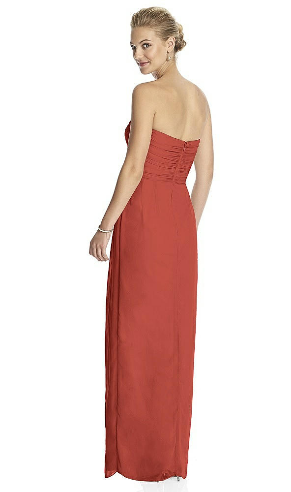 Back View - Amber Sunset Strapless Draped Chiffon Maxi Dress - Lila