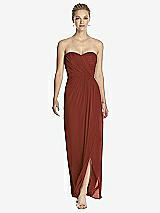 Front View Thumbnail - Auburn Moon Strapless Draped Chiffon Maxi Dress - Lila