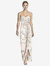 Front View Thumbnail - Blush Garden Strapless Draped Chiffon Maxi Dress - Lila