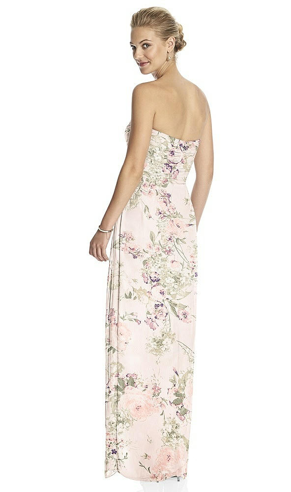 Back View - Blush Garden Strapless Draped Chiffon Maxi Dress - Lila