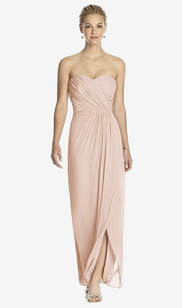 Front View - Cameo Strapless Draped Chiffon Maxi Dress - Lila