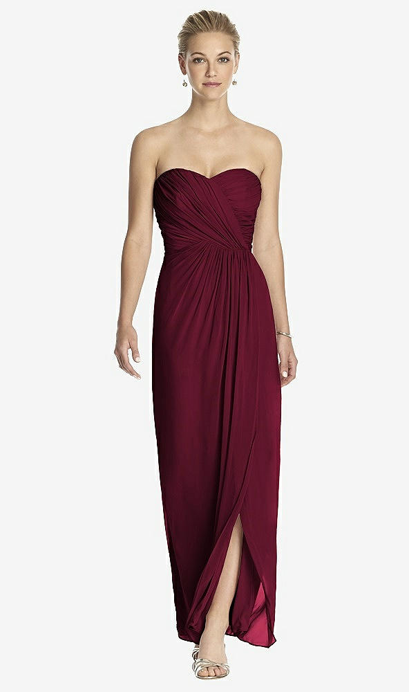 Front View - Cabernet Strapless Draped Chiffon Maxi Dress - Lila