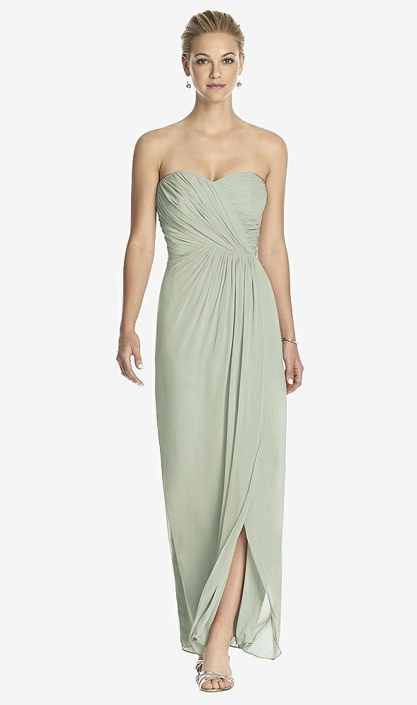 Front View - Celadon Strapless Draped Chiffon Maxi Dress - Lila