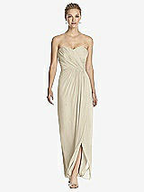 Front View Thumbnail - Champagne Strapless Draped Chiffon Maxi Dress - Lila