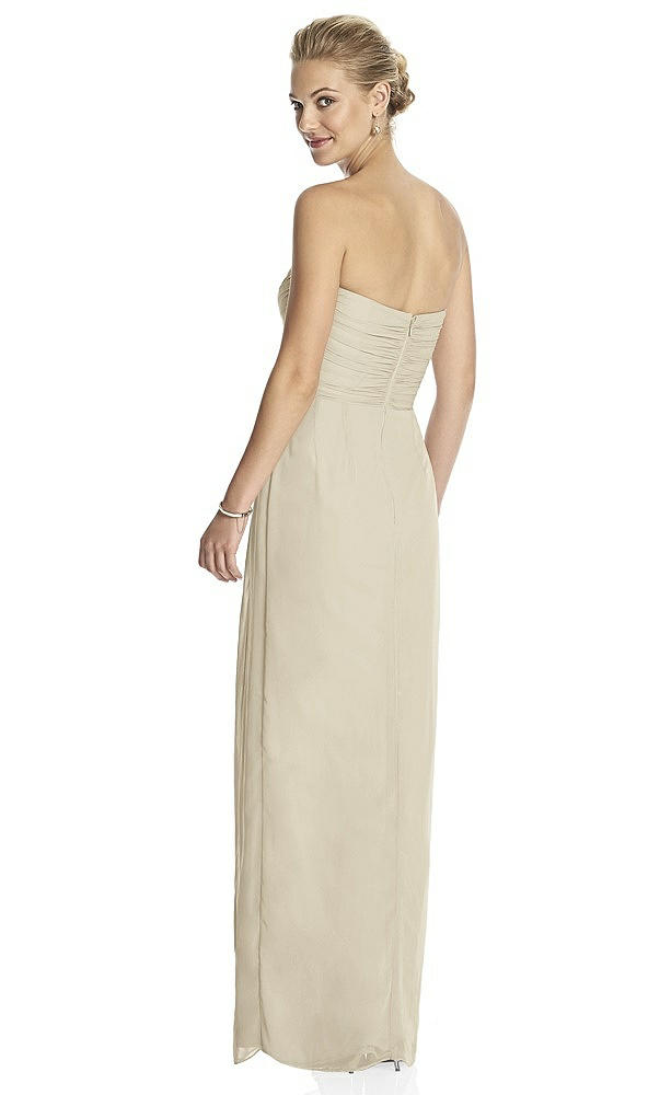 Back View - Champagne Strapless Draped Chiffon Maxi Dress - Lila