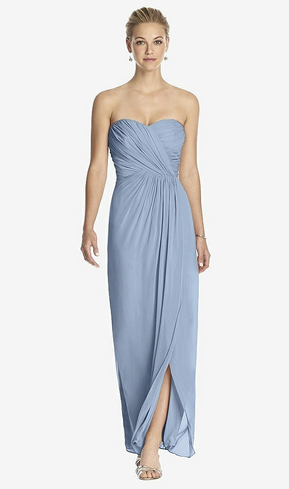 Front View - Cloudy Strapless Draped Chiffon Maxi Dress - Lila