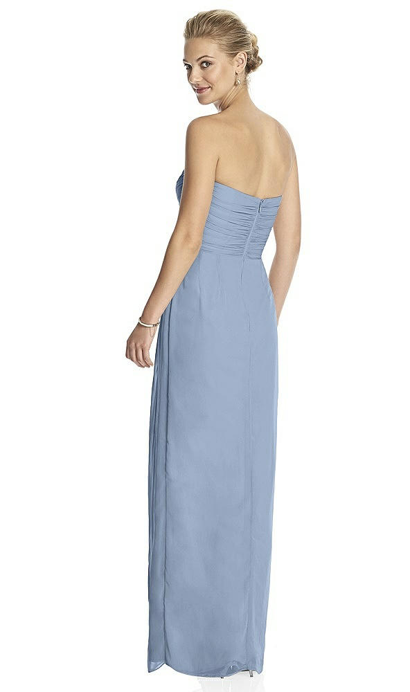 Back View - Cloudy Strapless Draped Chiffon Maxi Dress - Lila