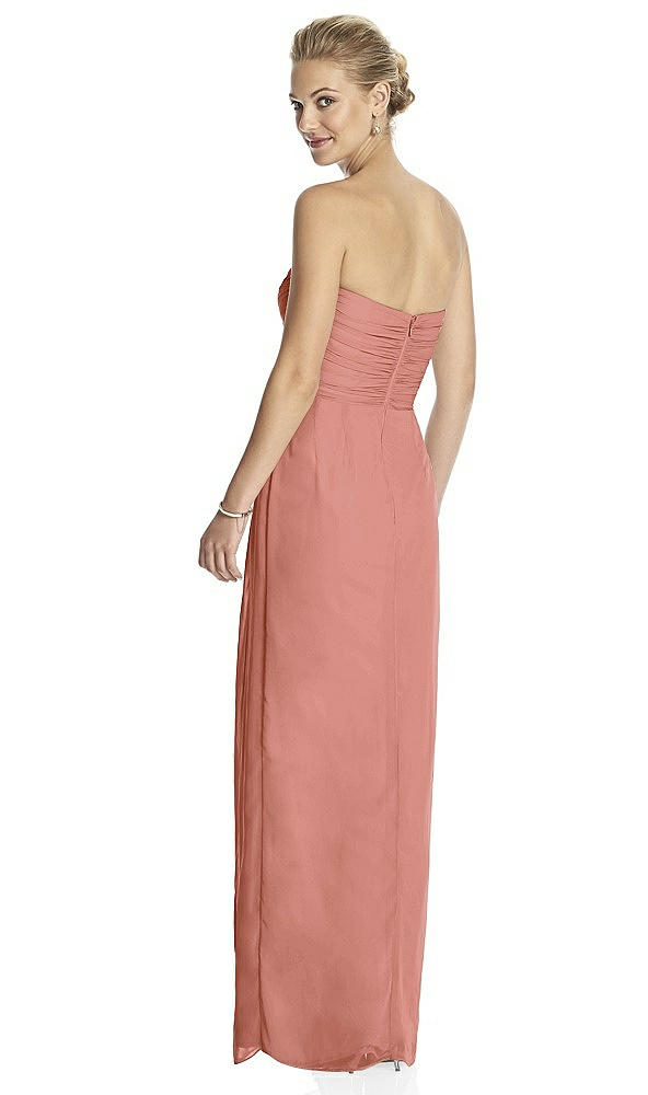 Back View - Desert Rose Strapless Draped Chiffon Maxi Dress - Lila