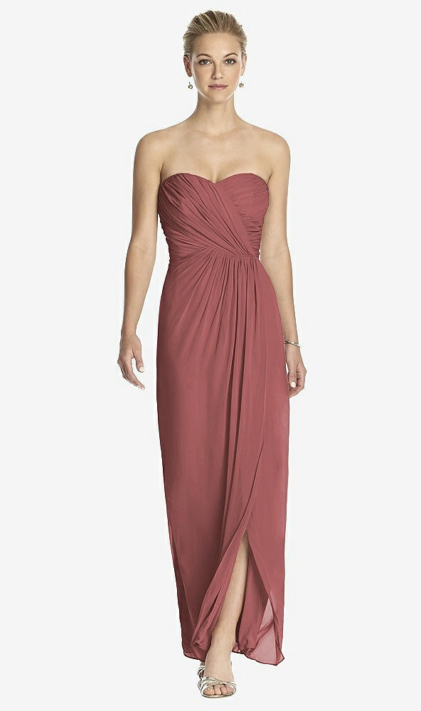 Front View - English Rose Strapless Draped Chiffon Maxi Dress - Lila