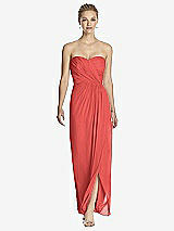 Front View Thumbnail - Perfect Coral Strapless Draped Chiffon Maxi Dress - Lila