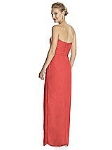 Rear View Thumbnail - Perfect Coral Strapless Draped Chiffon Maxi Dress - Lila