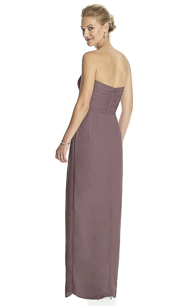 Back View - French Truffle Strapless Draped Chiffon Maxi Dress - Lila