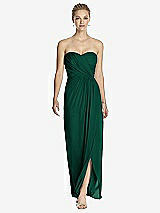 Front View Thumbnail - Hunter Green Strapless Draped Chiffon Maxi Dress - Lila