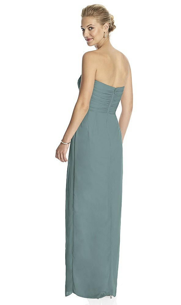 Back View - Icelandic Strapless Draped Chiffon Maxi Dress - Lila