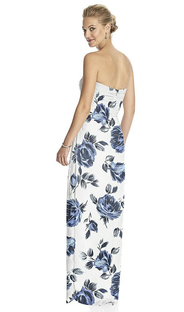 Back View - Indigo Rose Strapless Draped Chiffon Maxi Dress - Lila