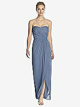 Front View Thumbnail - Larkspur Blue Strapless Draped Chiffon Maxi Dress - Lila