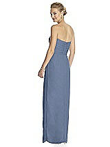 Rear View Thumbnail - Larkspur Blue Strapless Draped Chiffon Maxi Dress - Lila