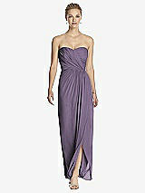 Front View Thumbnail - Lavender Strapless Draped Chiffon Maxi Dress - Lila