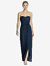 Front View Thumbnail - Midnight Navy Strapless Draped Chiffon Maxi Dress - Lila