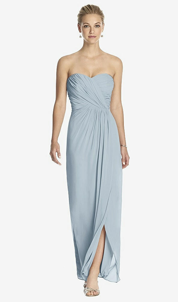 Front View - Mist Strapless Draped Chiffon Maxi Dress - Lila