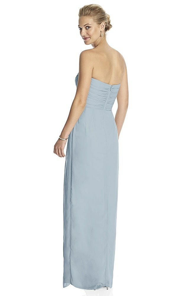 Back View - Mist Strapless Draped Chiffon Maxi Dress - Lila