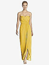 Front View Thumbnail - Marigold Strapless Draped Chiffon Maxi Dress - Lila