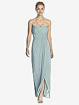 Front View Thumbnail - Morning Sky Strapless Draped Chiffon Maxi Dress - Lila