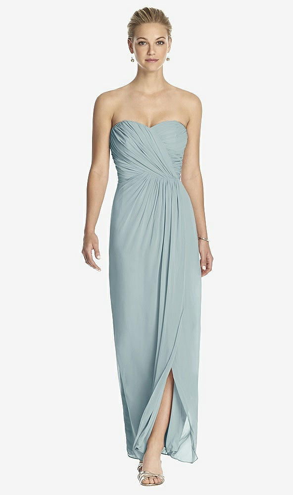 Front View - Morning Sky Strapless Draped Chiffon Maxi Dress - Lila