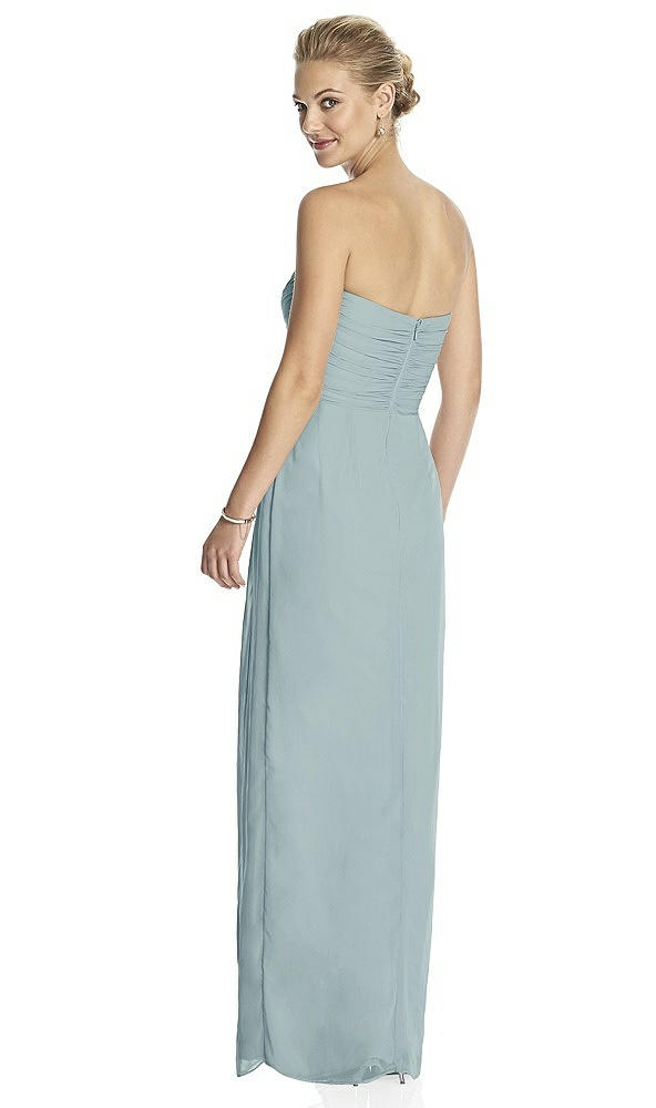 Back View - Morning Sky Strapless Draped Chiffon Maxi Dress - Lila