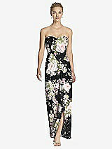 Front View Thumbnail - Noir Garden Strapless Draped Chiffon Maxi Dress - Lila