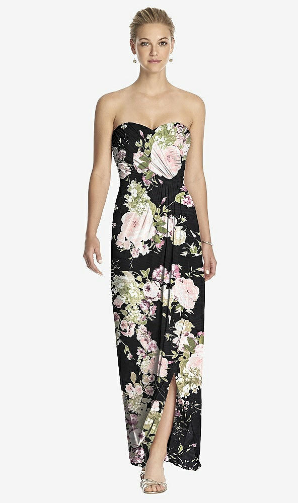 Front View - Noir Garden Strapless Draped Chiffon Maxi Dress - Lila