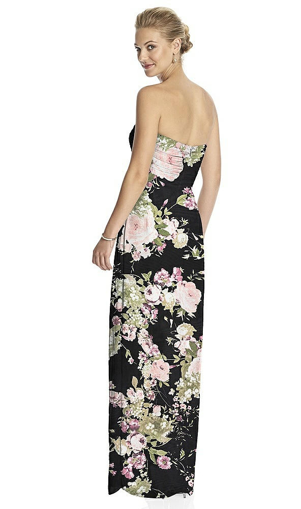 Back View - Noir Garden Strapless Draped Chiffon Maxi Dress - Lila