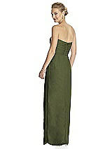 Rear View Thumbnail - Olive Green Strapless Draped Chiffon Maxi Dress - Lila