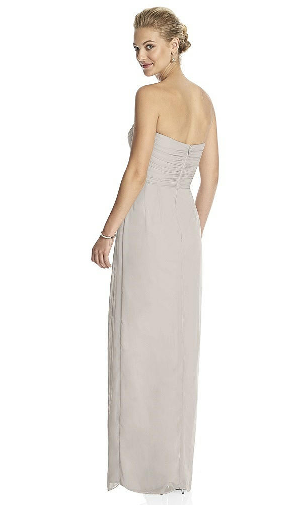 Back View - Oyster Strapless Draped Chiffon Maxi Dress - Lila