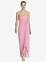 Front View Thumbnail - Peony Pink Strapless Draped Chiffon Maxi Dress - Lila