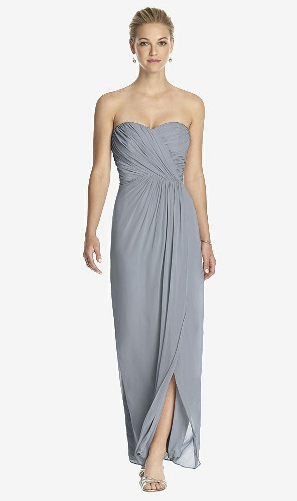 Front View - Platinum Strapless Draped Chiffon Maxi Dress - Lila