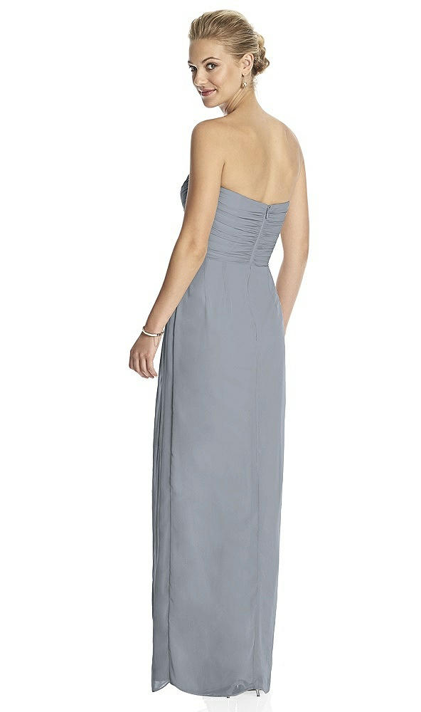 Back View - Platinum Strapless Draped Chiffon Maxi Dress - Lila