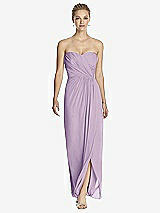 Front View Thumbnail - Pale Purple Strapless Draped Chiffon Maxi Dress - Lila