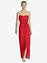 Front View Thumbnail - Parisian Red Strapless Draped Chiffon Maxi Dress - Lila