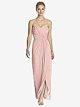 Front View Thumbnail - Rose - PANTONE Rose Quartz Strapless Draped Chiffon Maxi Dress - Lila