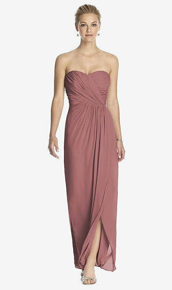 Front View - Rosewood Strapless Draped Chiffon Maxi Dress - Lila