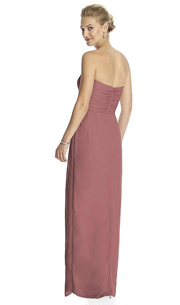 Back View - Rosewood Strapless Draped Chiffon Maxi Dress - Lila