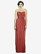 Alt View 1 Thumbnail - Coral Pink Strapless Draped Chiffon Maxi Dress - Lila