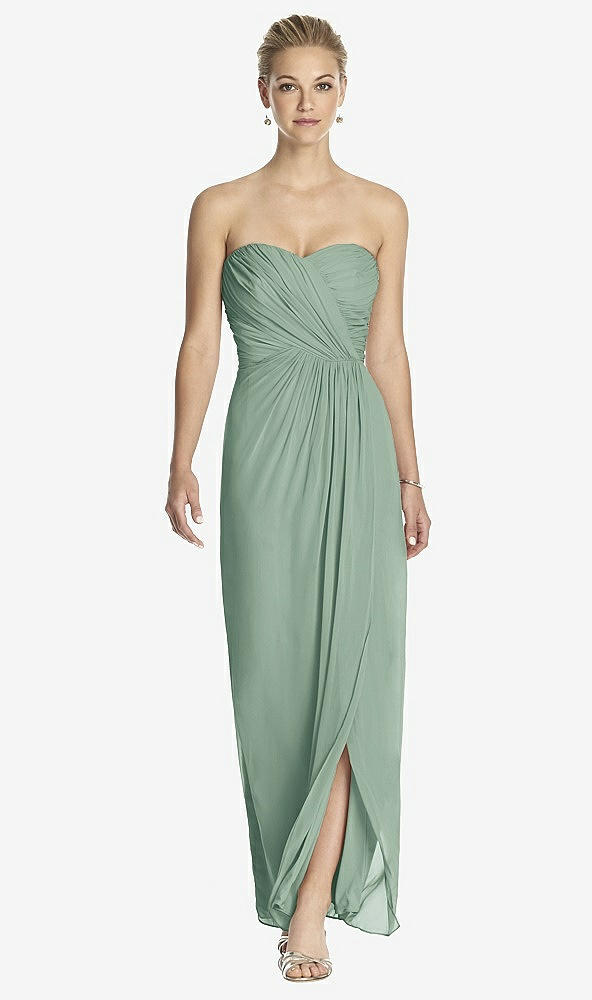 Front View - Seagrass Strapless Draped Chiffon Maxi Dress - Lila