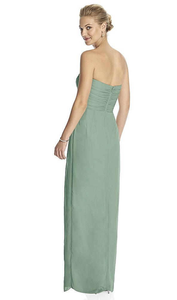 Back View - Seagrass Strapless Draped Chiffon Maxi Dress - Lila