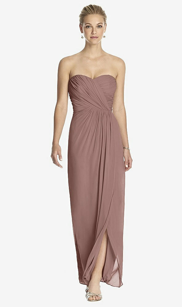 Front View - Sienna Strapless Draped Chiffon Maxi Dress - Lila